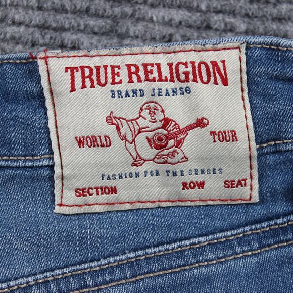 True Religion Shorts Womens 26 Blue Denim High Rise Raw Hem Maisie - Picture 6 of 8